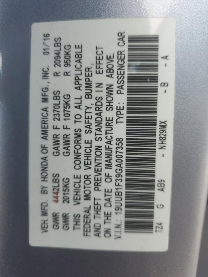 2016 Acura Tlx VIN: 19UUB1F39GA007358 Lot: 86106875