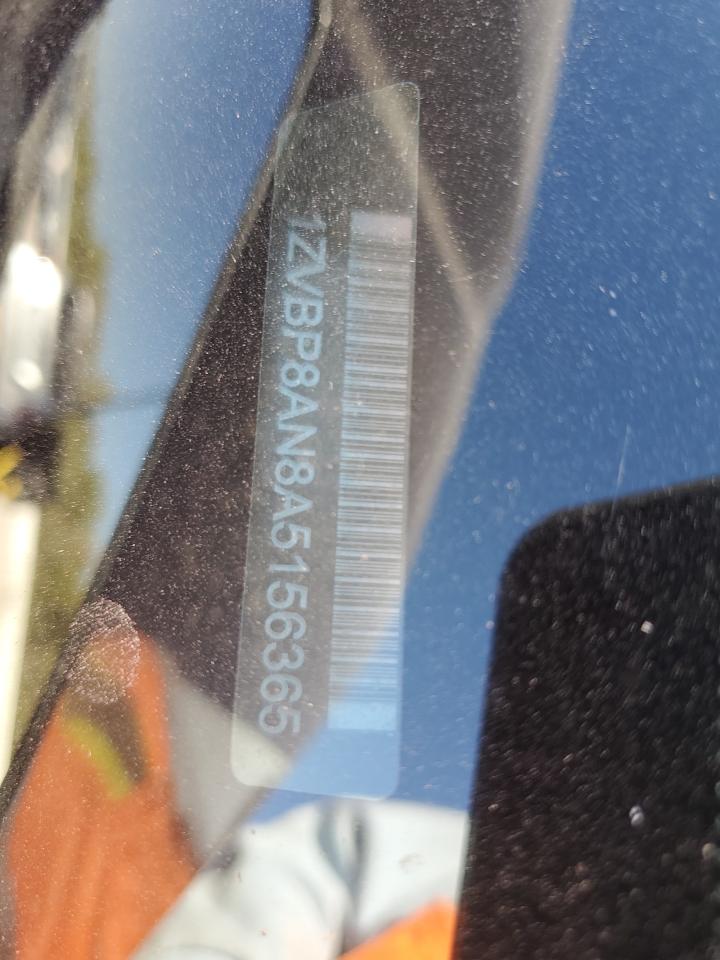 2010 Ford Mustang VIN: 1ZVBP8AN8A5156365 Lot: 86408305