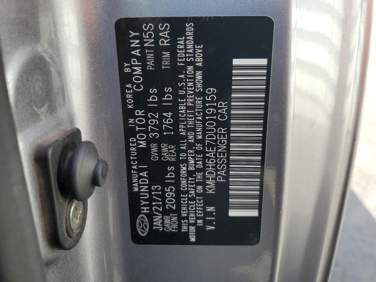 2013 Hyundai Elantra Coupe Gs VIN: KMHDH6AE7DU019159 Lot: 82374735