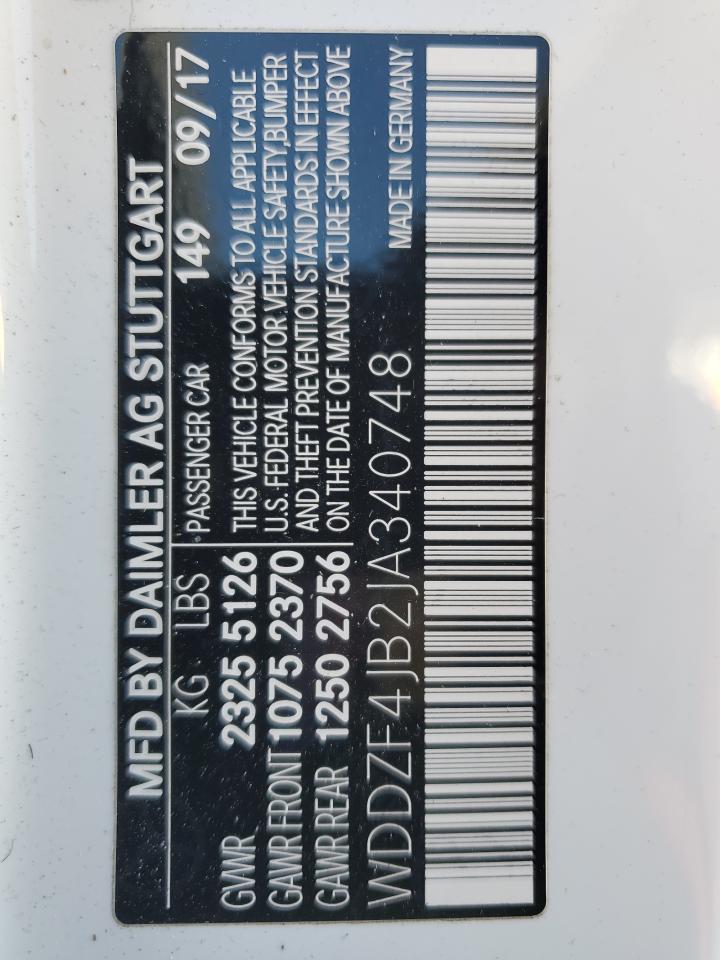 2018 Mercedes-Benz E 300 VIN: WDDZF4JB2JA340748 Lot: 90370205