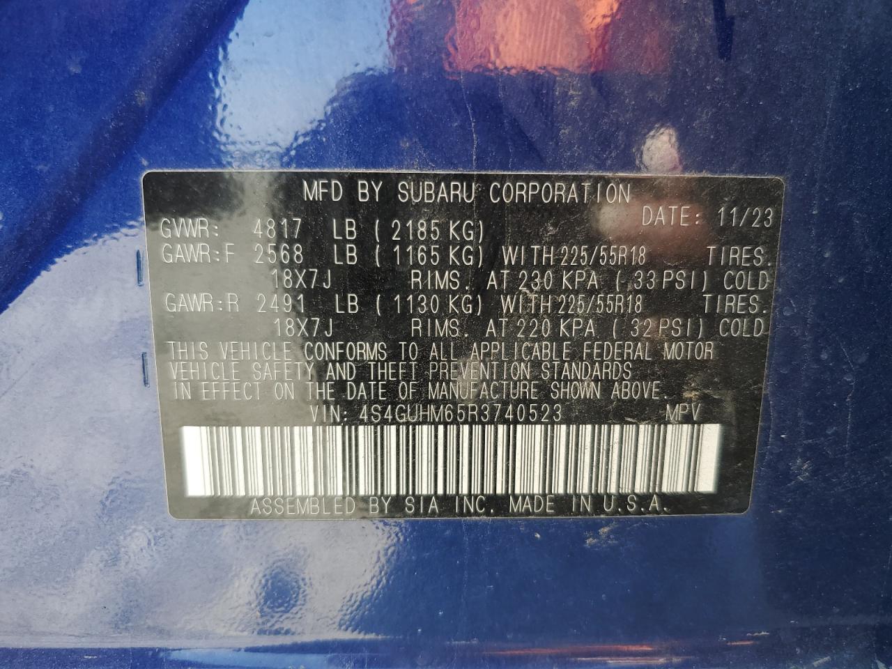 2024 Subaru Crosstrek Limited VIN: 4S4GUHM65R3740523 Lot: 84295305