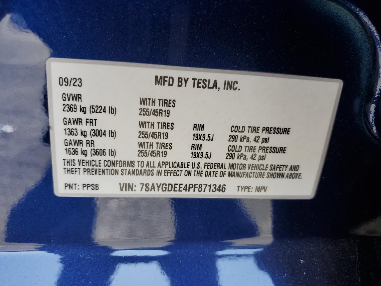 2023 Tesla Model Y VIN: 7SAYGDEE4PF871346 Lot: 84728695