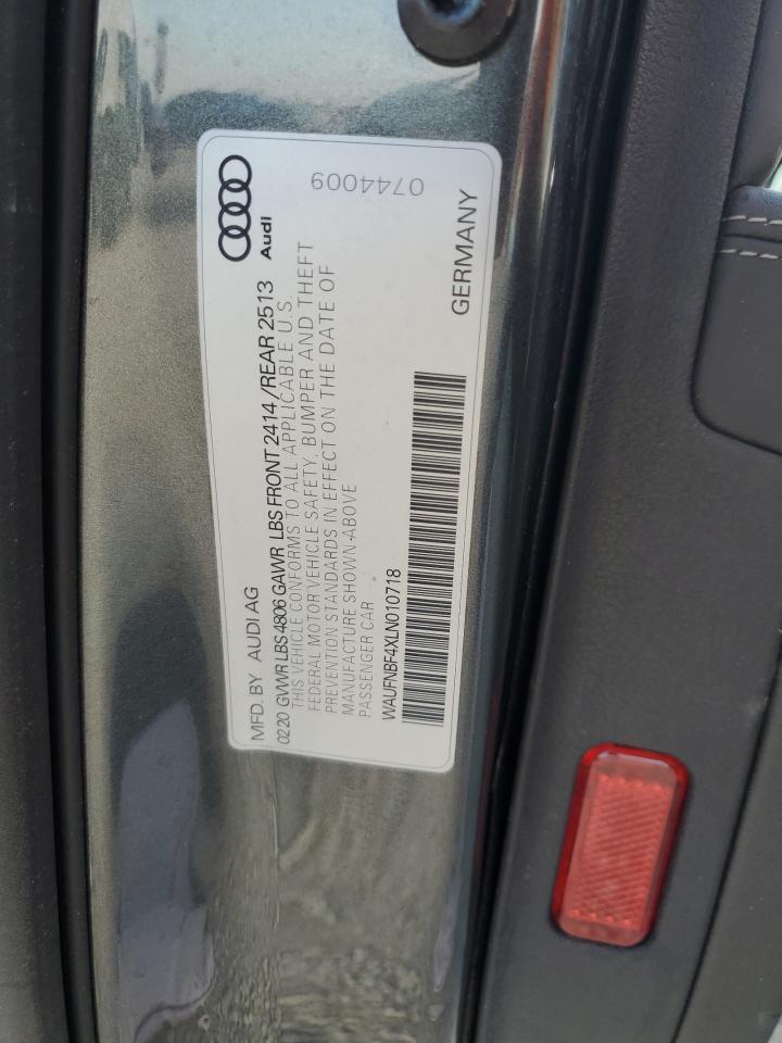 2020 Audi A4 Prestige VIN: WAUFNBF4XLN010718 Lot: 82482185