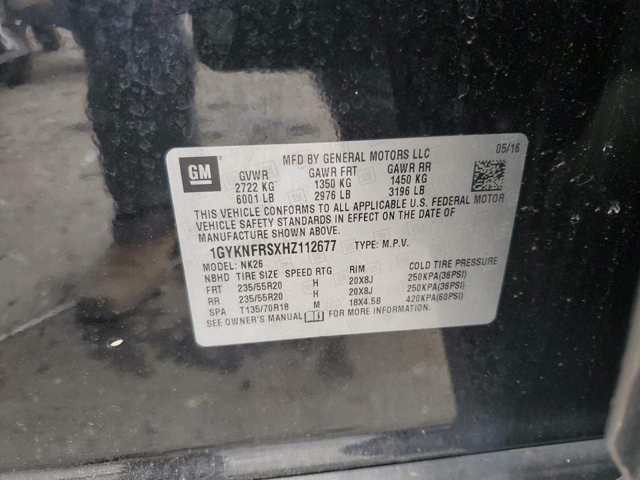 2017 Cadillac Xt5 Platinum VIN: 1GYKNFRSXHZ112677 Lot: 86053505