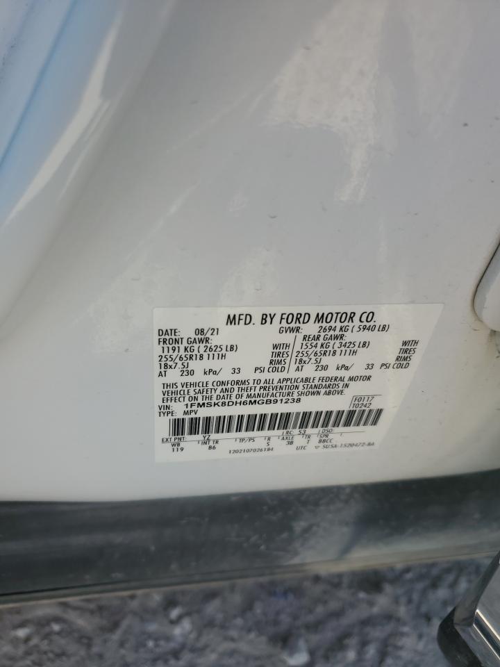 2021 Ford Explorer Xlt VIN: 1FMSK8DH6MGB91238 Lot: 84242825