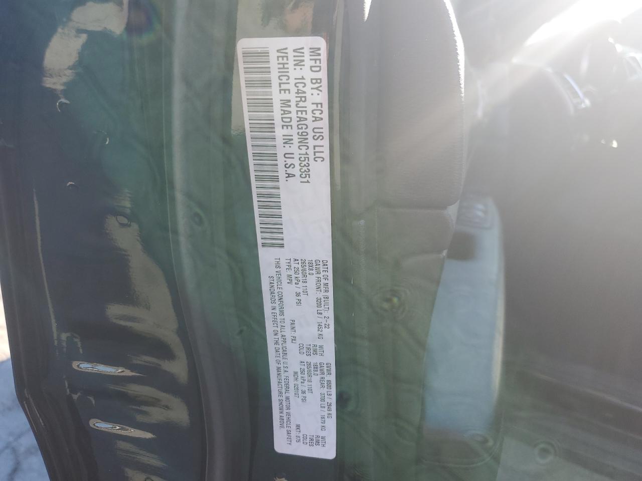 2022 Jeep Grand Cherokee Laredo E VIN: 1C4RJEAG9NC153351 Lot: 86064215