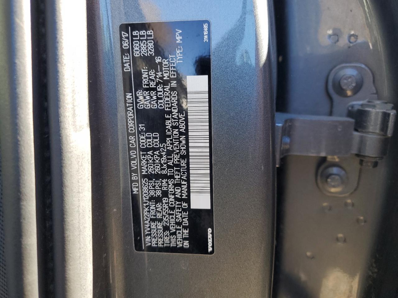 2018 Volvo Xc90 T6 VIN: YV4A22PK1J1208625 Lot: 85863765