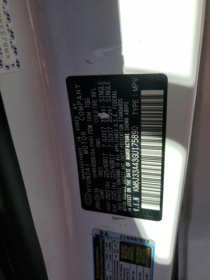 2016 Hyundai Tucson Limited VIN: KM8J33A43GU175890 Lot: 85908005