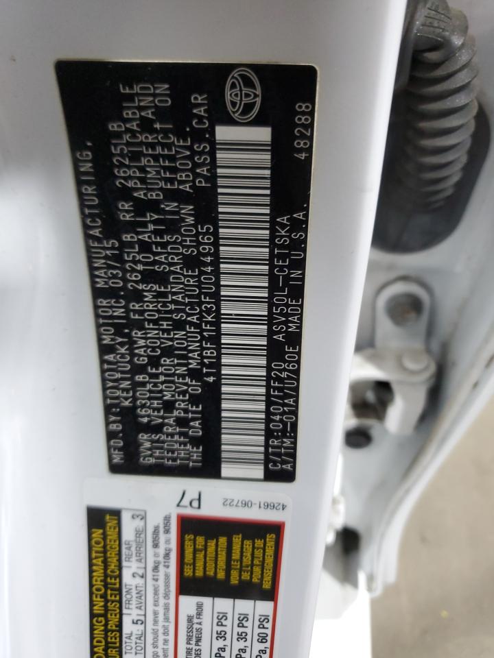 2015 Toyota Camry Le VIN: 4T1BF1FK3FU044965 Lot: 85571855