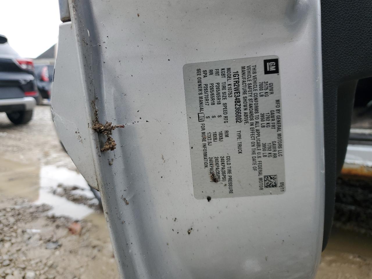 2011 GMC Sierra K1500 Slt VIN: 1GTR2WE34BZ366002 Lot: 89927425