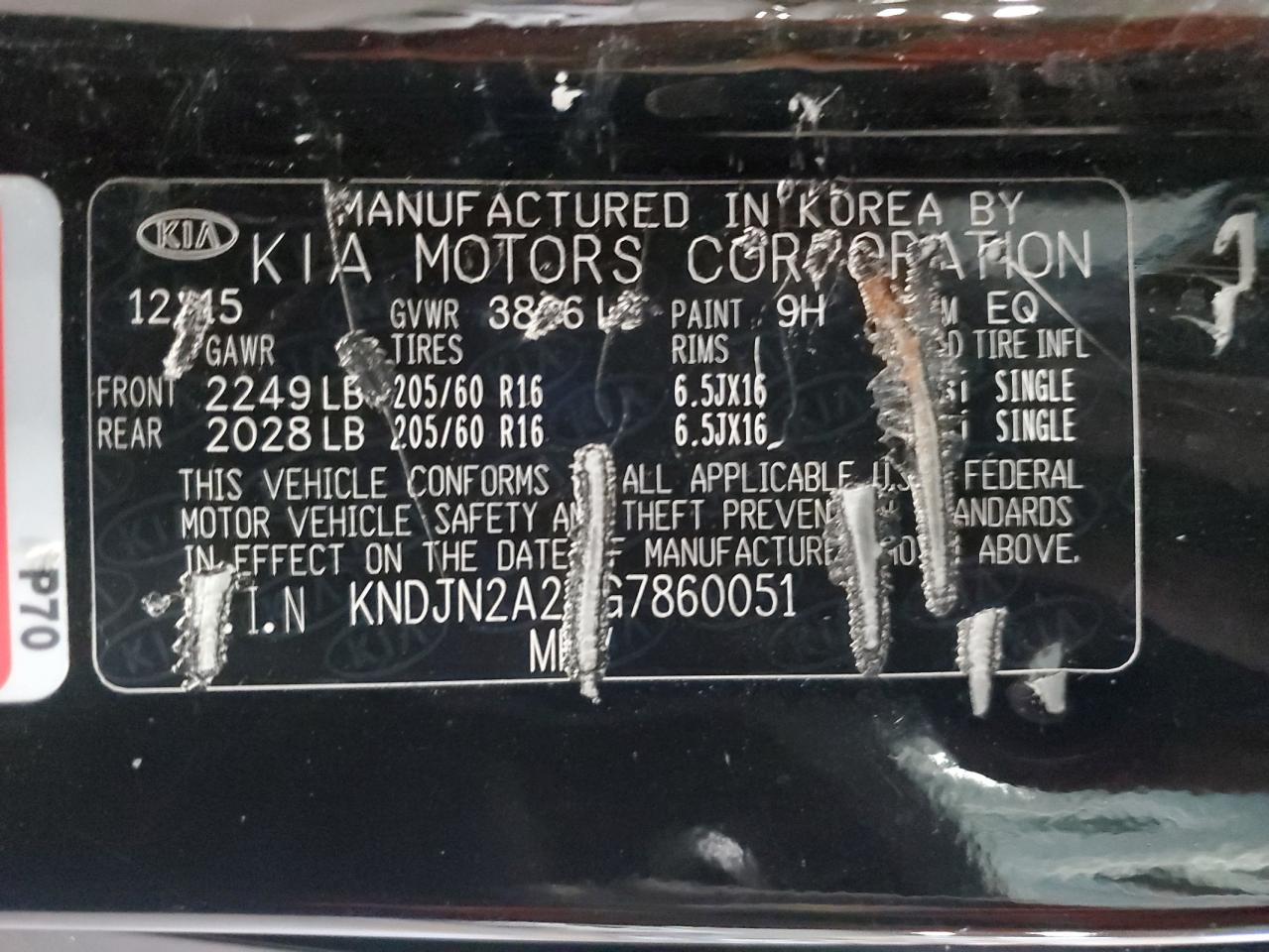 2016 Kia Soul VIN: KNDJN2A24G7860051 Lot: 82291285