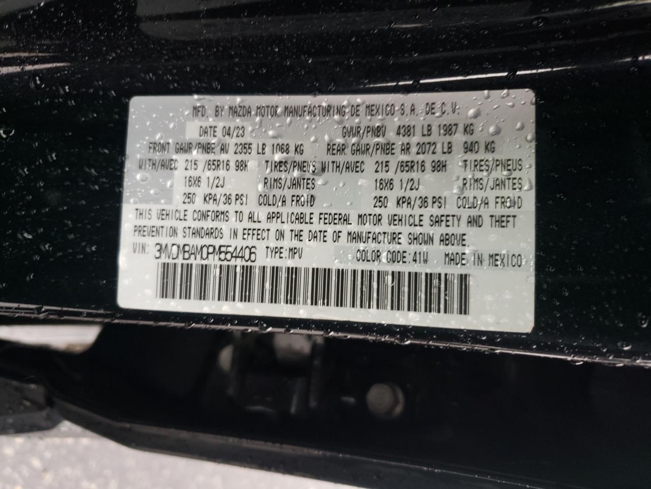 2023 Mazda Cx-30 VIN: 3MVDMBAM0PM554406 Lot: 85814445