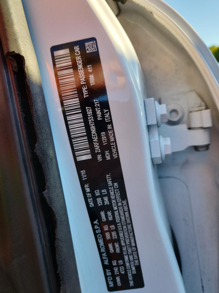 2017 Alfa Romeo Giulia Q4 VIN: ZARFAEDN9H7531927 Lot: 84406805