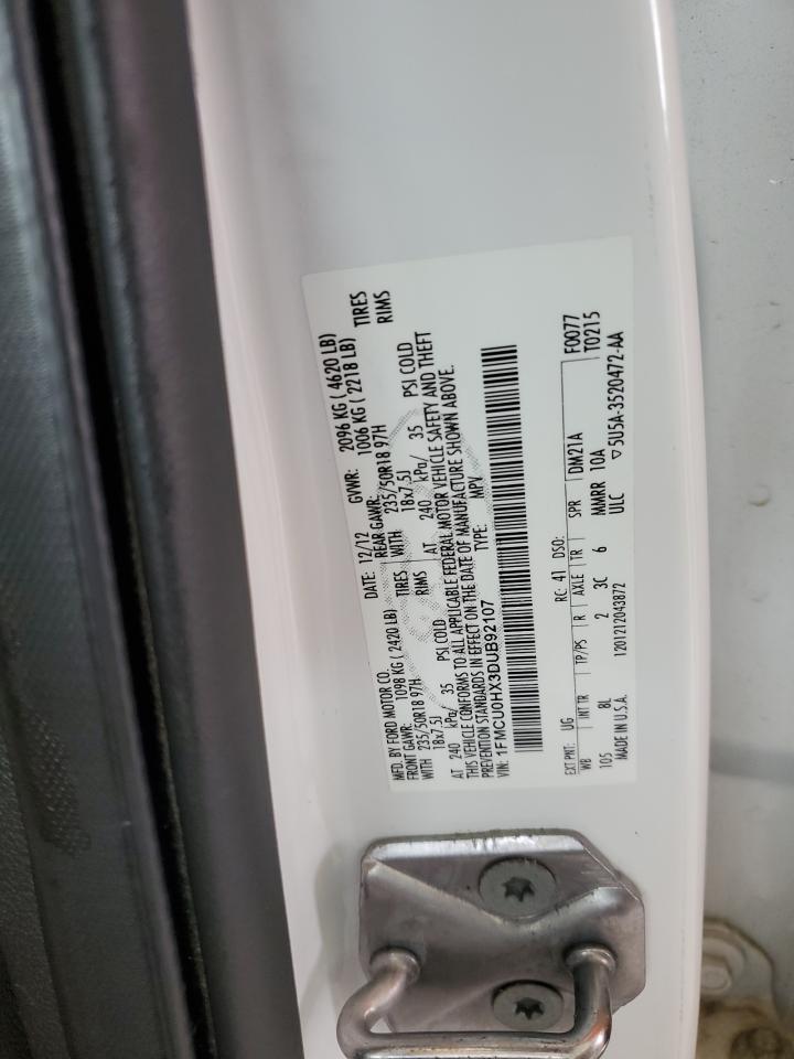 2013 Ford Escape Sel VIN: 1FMCU0HX3DUB92107 Lot: 82262605