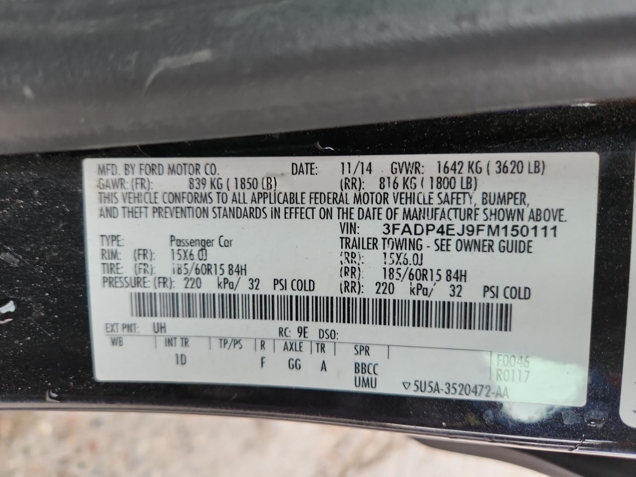 2015 Ford Fiesta Se VIN: 3FADP4EJ9FM150111 Lot: 90873235