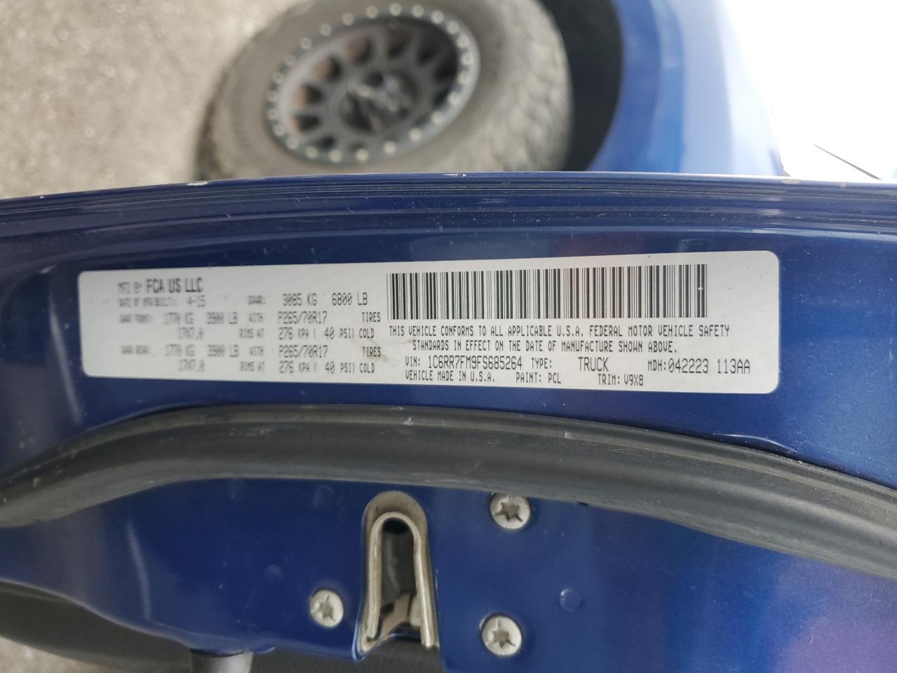 2015 Ram 1500 St VIN: 1C6RR7FM9FS685264 Lot: 85565165