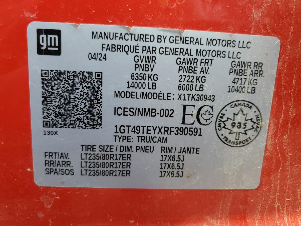 2024 GMC Sierra K3500 Sle VIN: 1GT49TEYXRF390591 Lot: 87462795