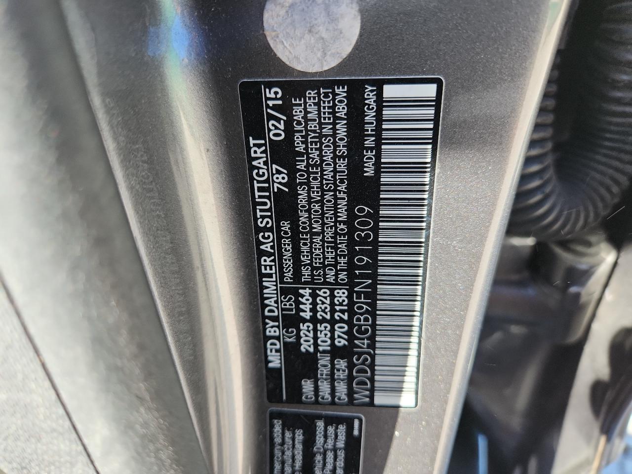 2015 Mercedes-Benz Cla 250 4Matic VIN: WDDSJ4GB9FN191309 Lot: 84271685