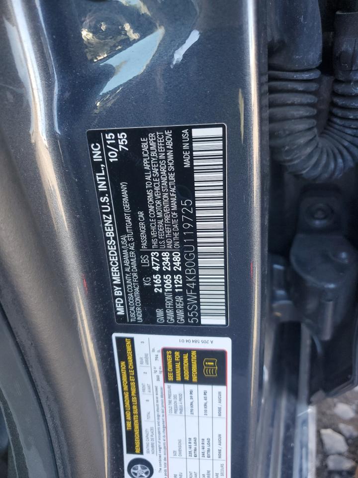2016 Mercedes-Benz C 300 4Matic VIN: 55SWF4KB0GU119725 Lot: 85888705