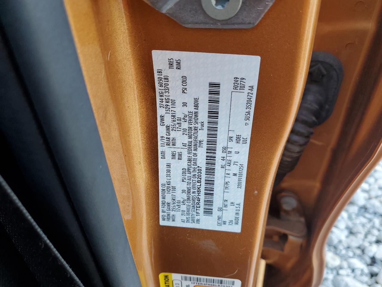 2019 Ford Ranger Xl VIN: 1FTER4FH8KLB20307 Lot: 85559715