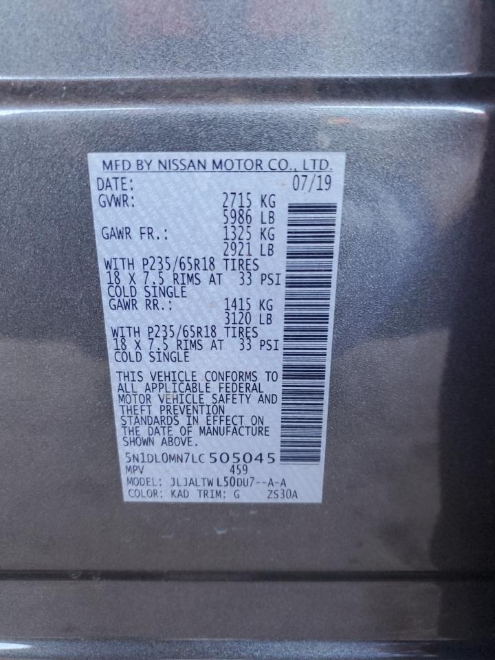 2020 Infiniti Qx60 Luxe VIN: 5N1DL0MN7LC505045 Lot: 82263675