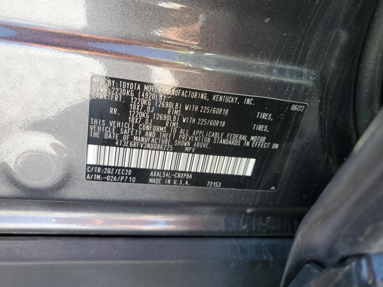 2022 Toyota Rav4 Xse VIN: 4T3E6RFV3NU086225 Lot: 82192625