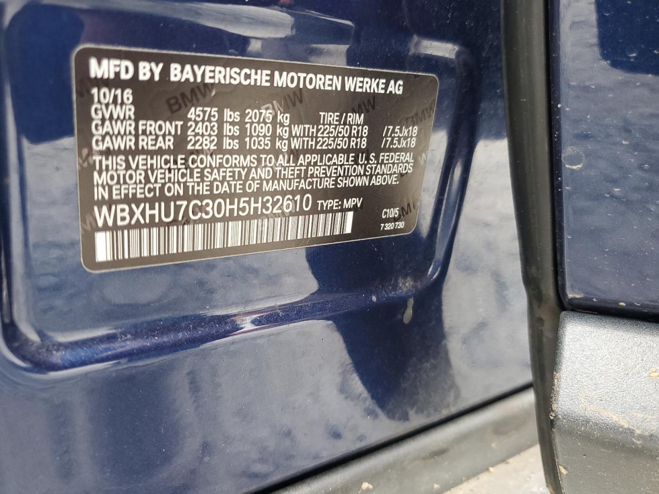 2017 BMW X1 Sdrive28I VIN: WBXHU7C30H5H32610 Lot: 82234605