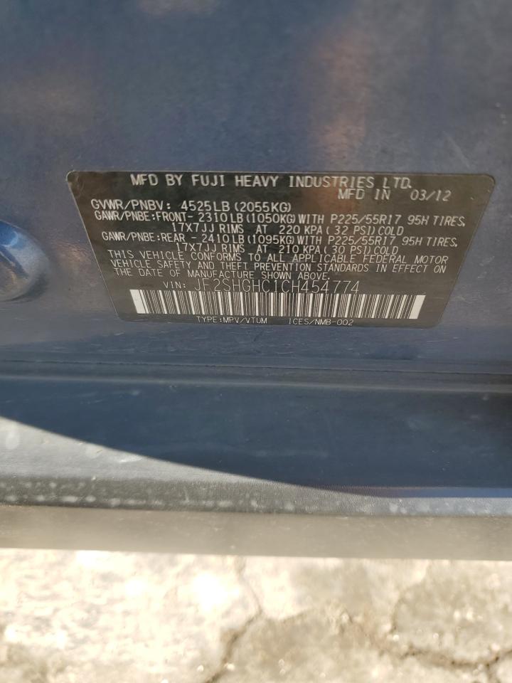 2012 Subaru Forester Touring VIN: JF2SHGHC1CH454774 Lot: 86109135