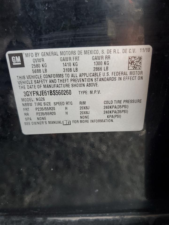 2011 Cadillac Srx Performance Collection VIN: 3GYFNJE61BS560260 Lot: 85379855