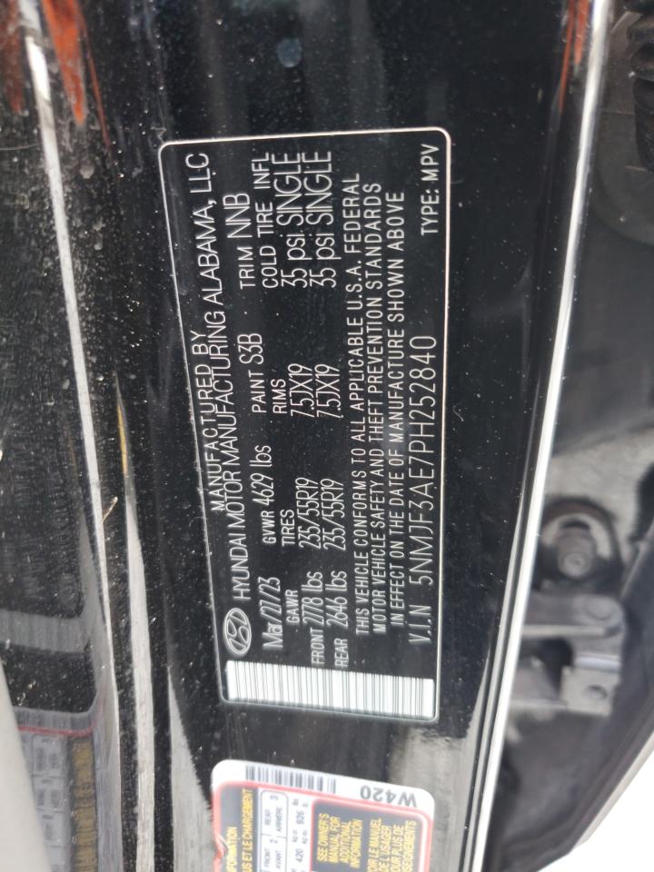 2023 Hyundai Tucson Sel VIN: 5NMJF3AE7PH252840 Lot: 84271195