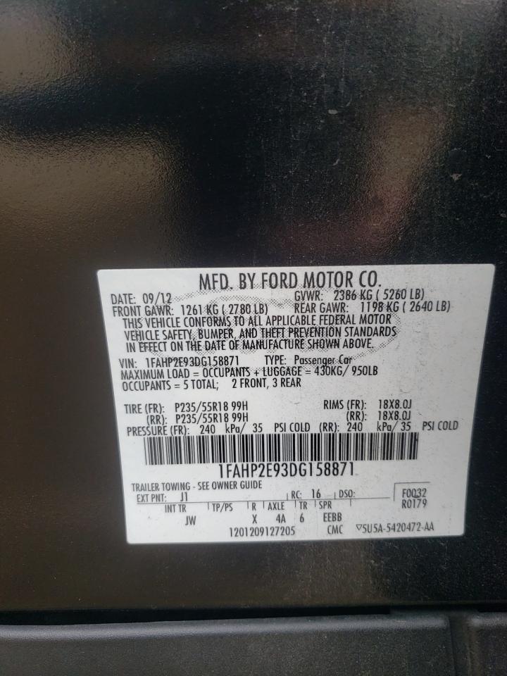 2013 Ford Taurus Sel VIN: 1FAHP2E93DG158871 Lot: 85697425