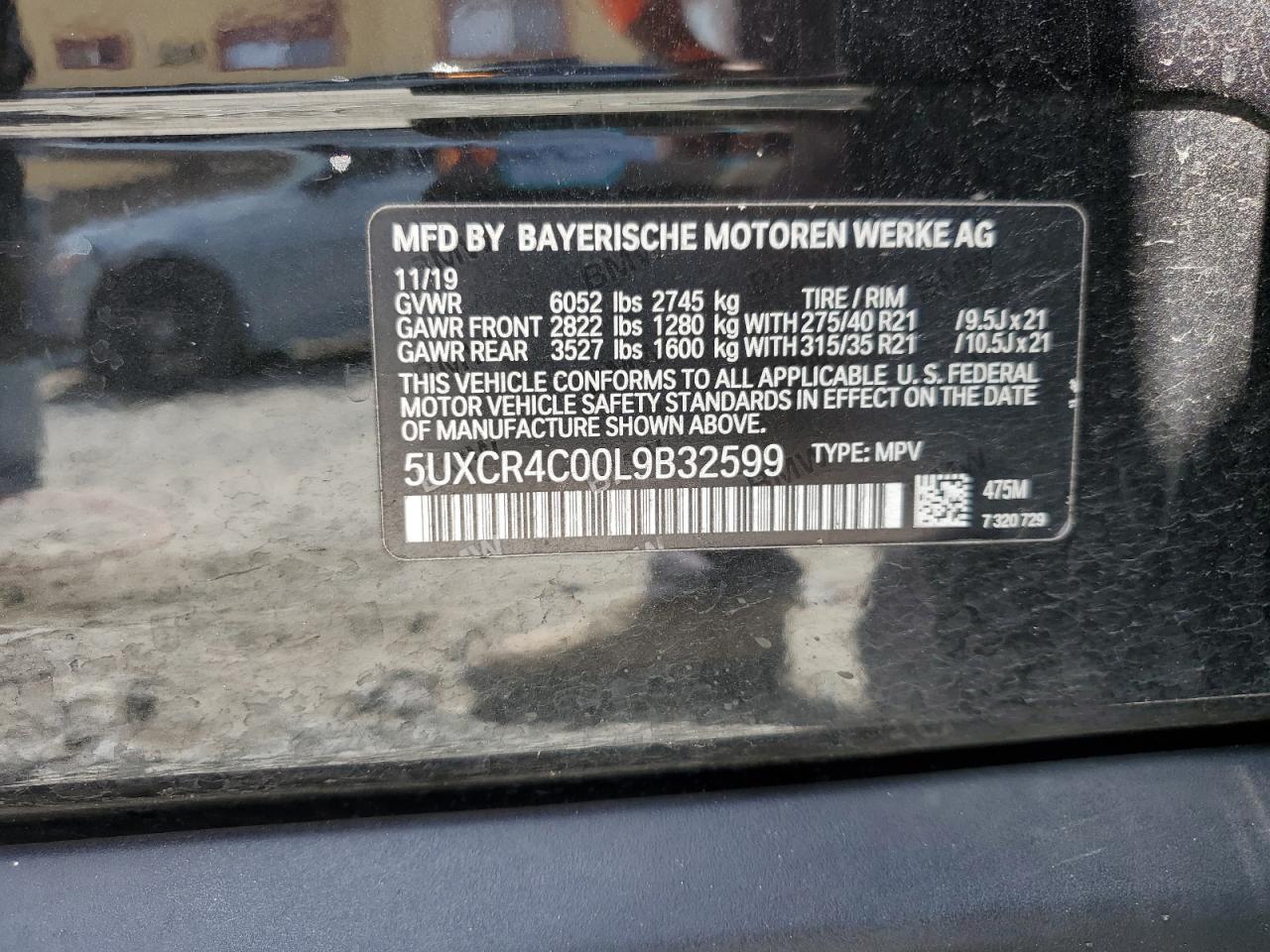 2020 BMW X5 Sdrive 40I VIN: 5UXCR4C00L9B32599 Lot: 85475105