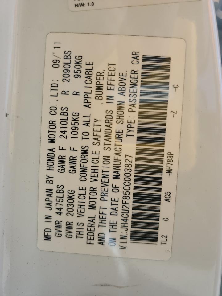 2012 Acura Tsx Se VIN: JH4CU2F85CC003827 Lot: 89732765