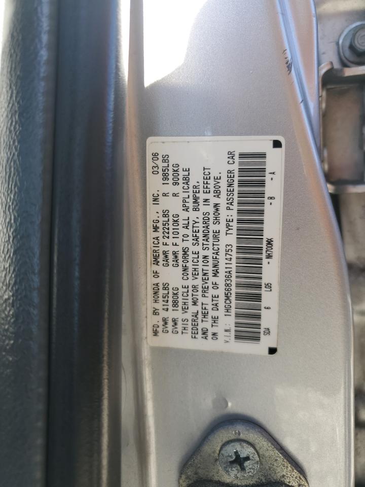 2006 Honda Accord Ex VIN: 1HGCM56836A114753 Lot: 82282735