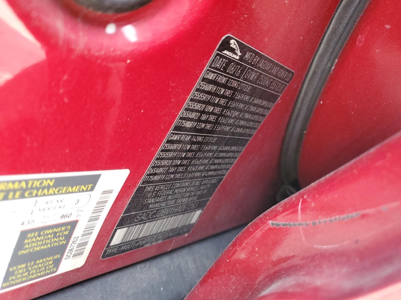 2017 Jaguar F-Pace Premium VIN: SADCJ2BV1HA067263 Lot: 82297835