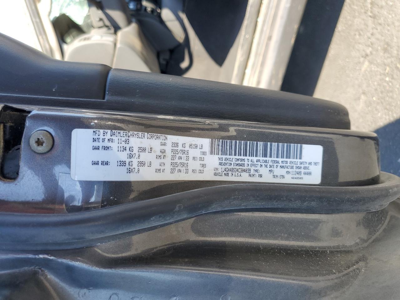 2004 Jeep Grand Cherokee Laredo VIN: 1J4GX48S34C304039 Lot: 90866585