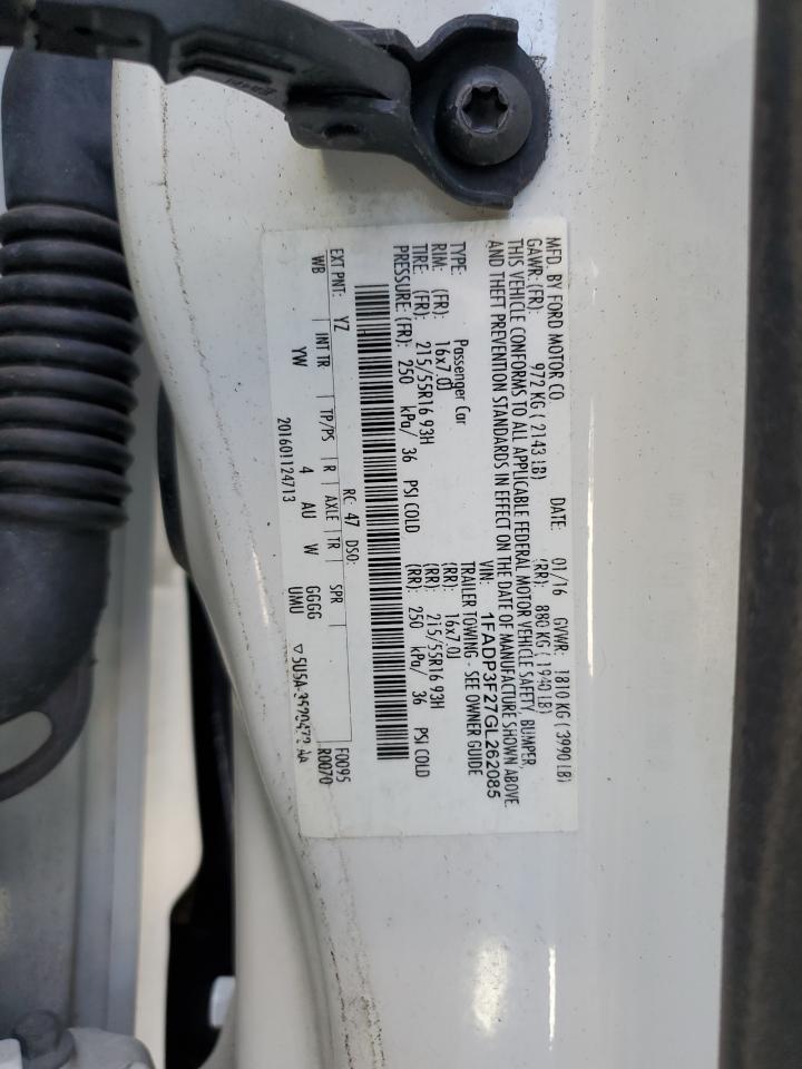 2016 Ford Focus Se VIN: 1FADP3F27GL262085 Lot: 82606945