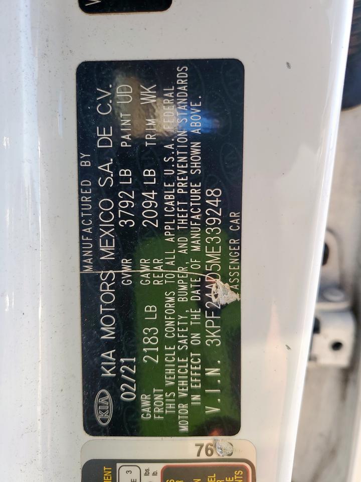 2021 Kia Forte Fe VIN: 3KPF24AD5ME339248 Lot: 86481895