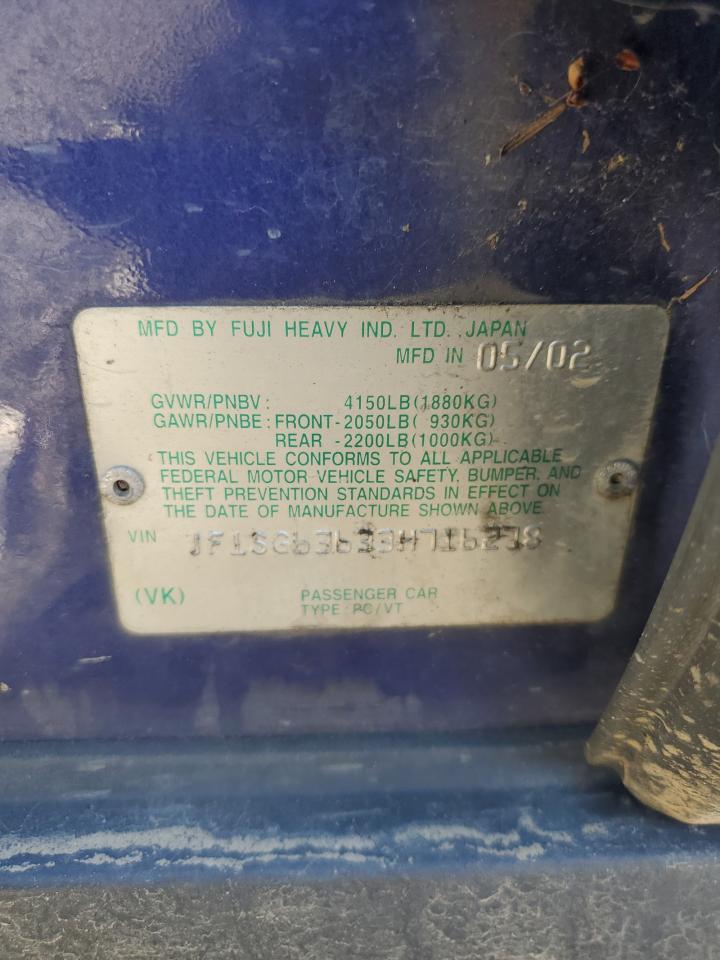 2003 Subaru Forester 2.5X VIN: JF1SG63633H716278 Lot: 86481035