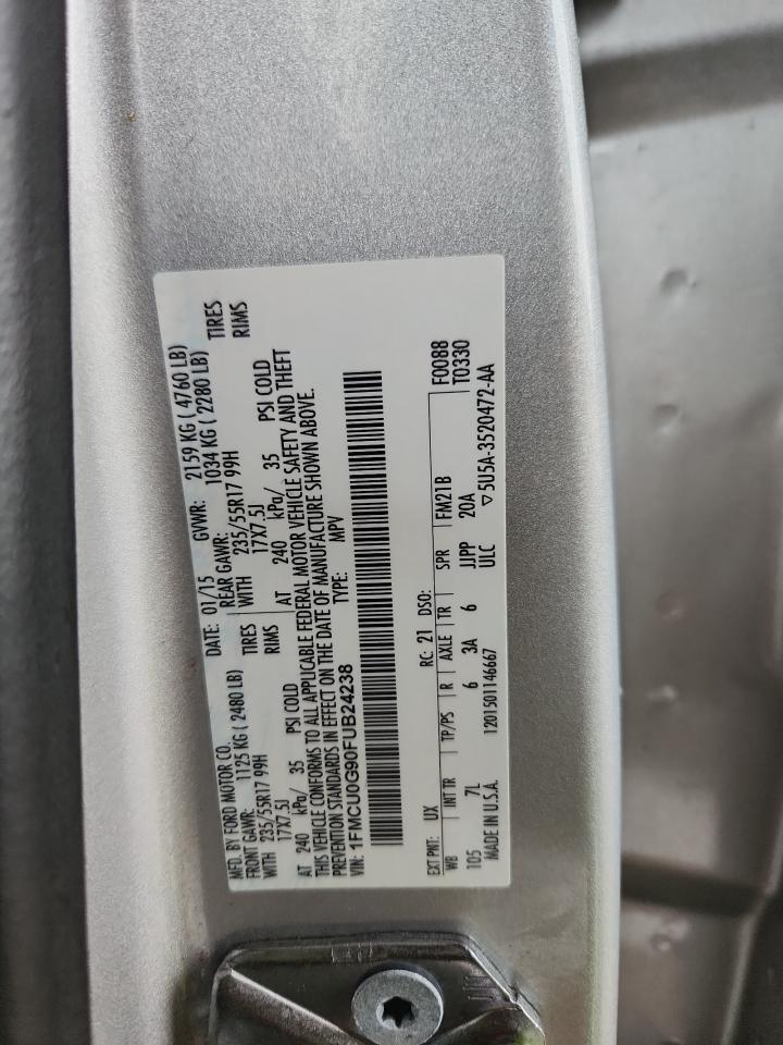 2015 Ford Escape Se VIN: 1FMCU0G90FUB24238 Lot: 82220665