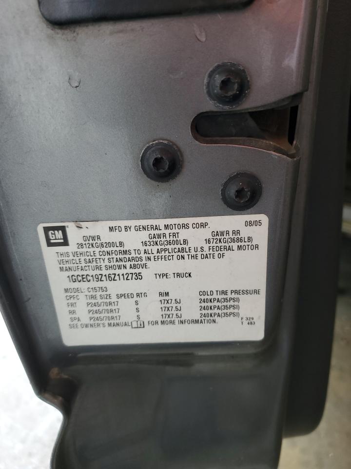 2006 Chevrolet Silverado C1500 VIN: 1GCEC19Z16Z112735 Lot: 90260245