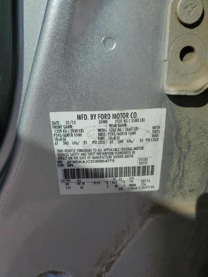 2013 Ford Edge Sel VIN: 2FMDK4JC5DBB64775 Lot: 84793455