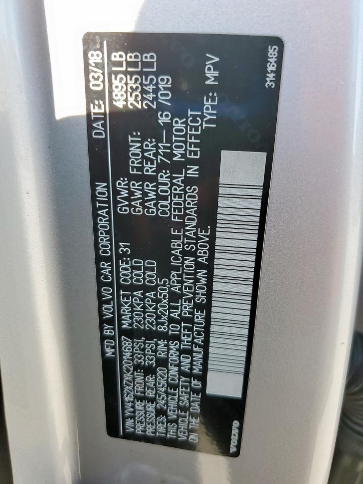 2019 Volvo Xc40 T5 Momentum VIN: YV4162XZXK2014687 Lot: 86266895