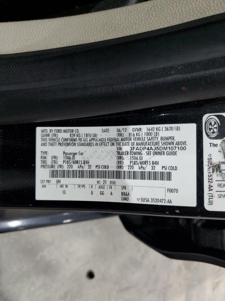 2013 Ford Fiesta S VIN: 3FADP4AJ5DM107100 Lot: 85511955