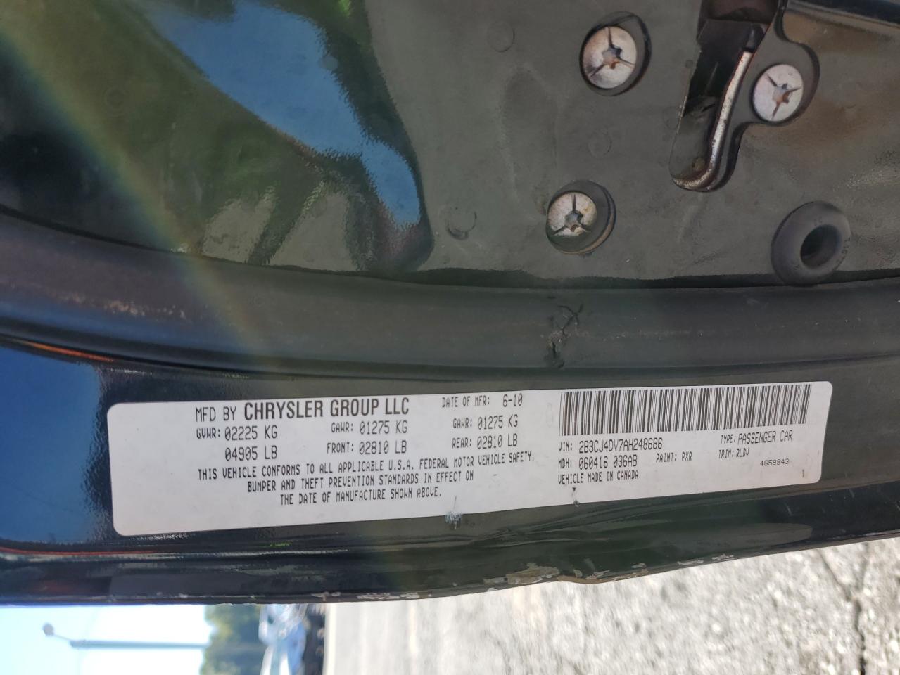 2010 Dodge Challenger Se VIN: 2B3CJ4DV7AH248686 Lot: 85706965