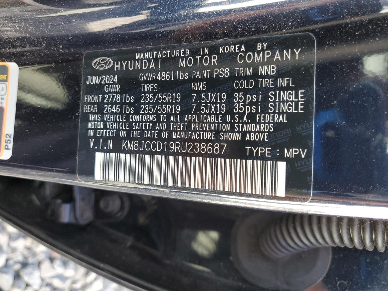 2024 Hyundai Tucson Sel Convenience VIN: KM8JCCD19RU238687 Lot: 83862185