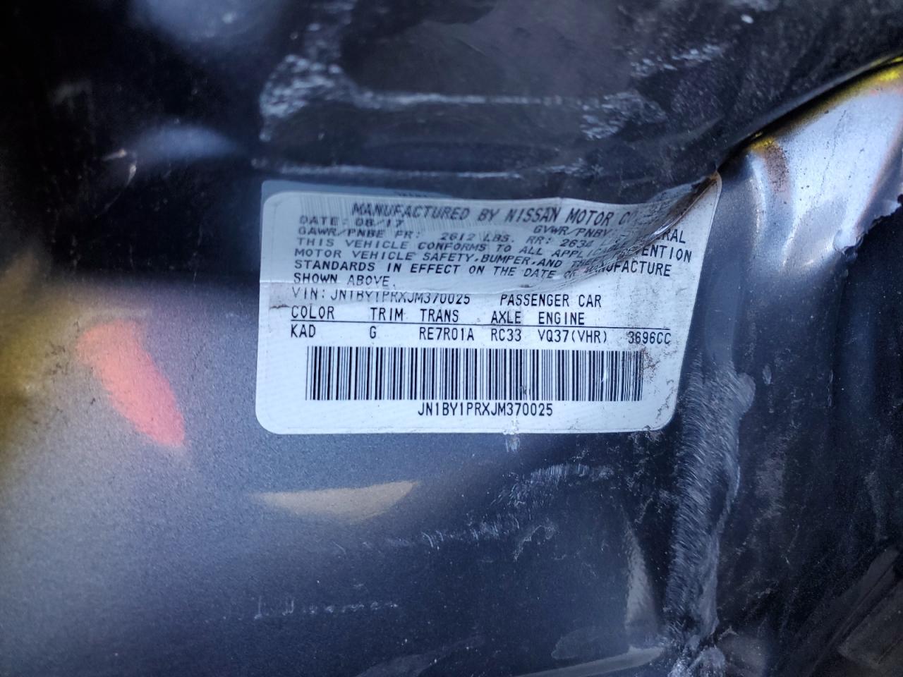 2018 Infiniti Q70L 3.7 Luxe VIN: JN1BY1PRXJM370025 Lot: 90262575