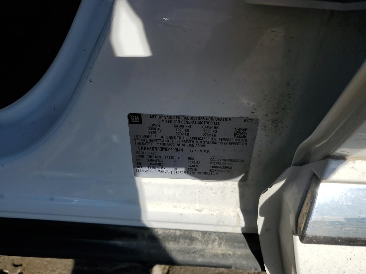 2021 Buick Envision Avenir VIN: LRBFZSR43MD192044 Lot: 85764985