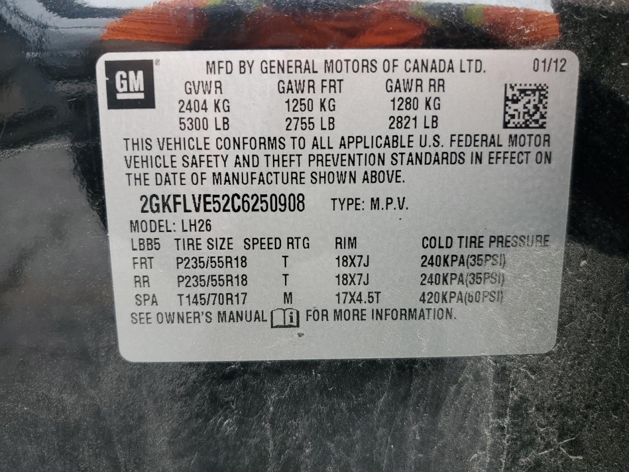 2012 GMC Terrain Slt VIN: 2GKFLVE52C6250908 Lot: 82225785