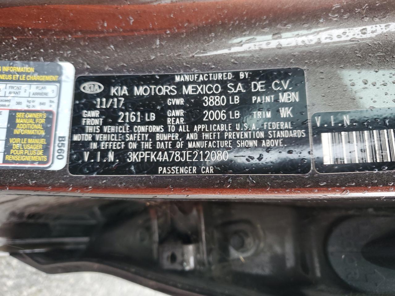 2018 Kia Forte Lx VIN: 3KPFK4A78JE212080 Lot: 84791025